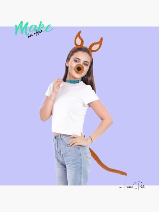 Plush Dog Ears Headband Nose Tail Set with Bow Tie Cosplay Halloween Costume